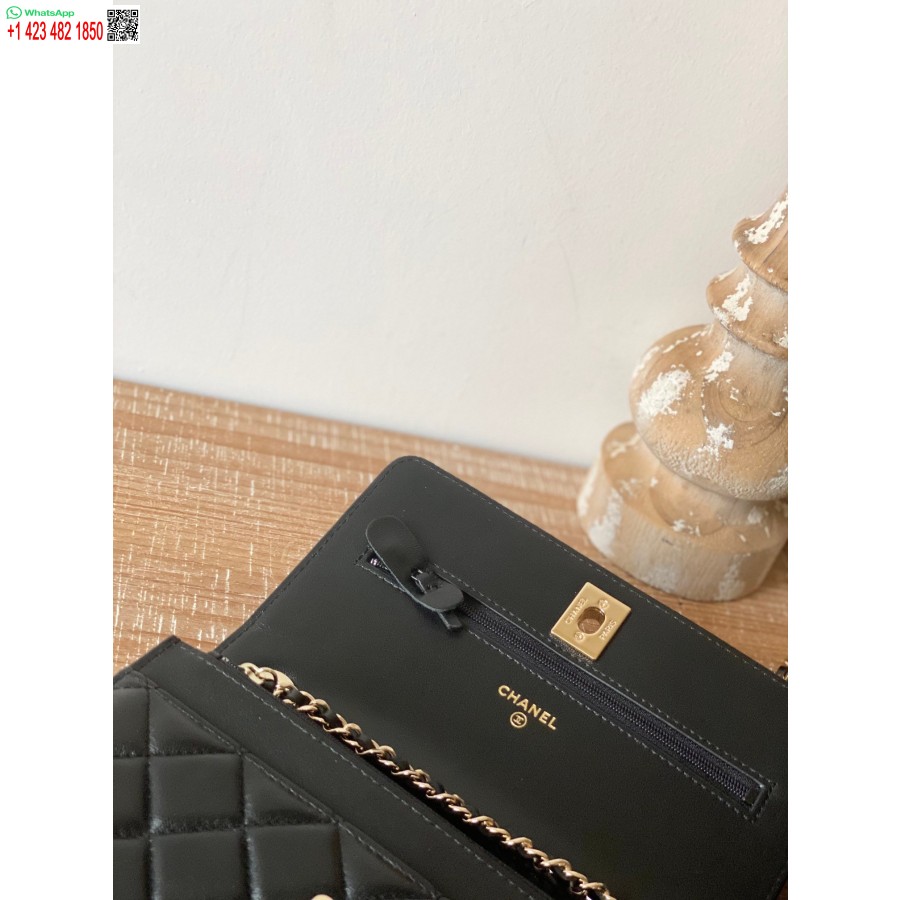 Replika Chanel 1:1 Spegelplånbok På Billig Kedja Svart Ap1450