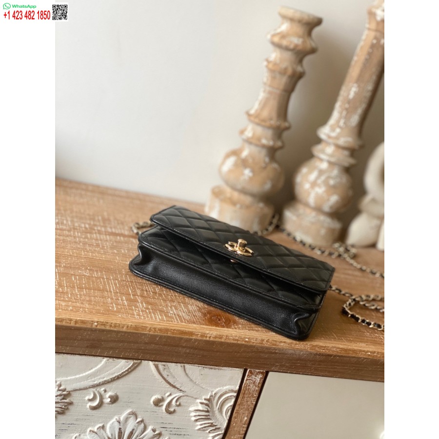 Replika Chanel 1:1 Spegelplånbok På Billig Kedja Svart Ap1450