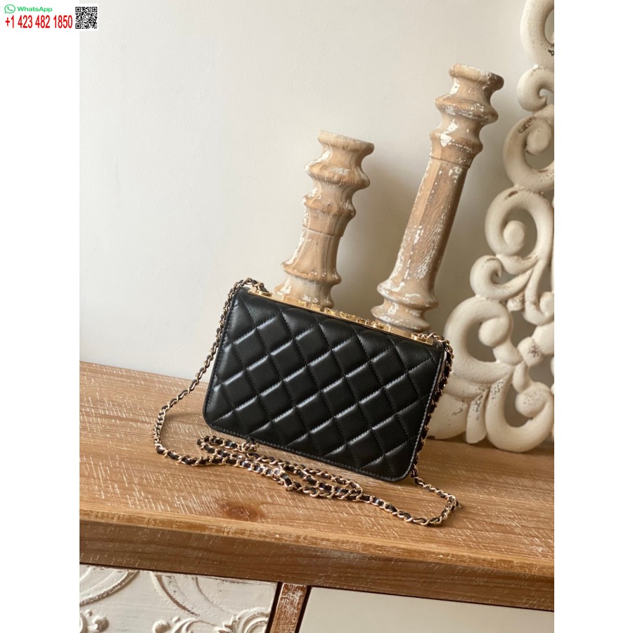 Replika Chanel 1:1 Spegelplånbok På Billig Kedja Svart Ap1450