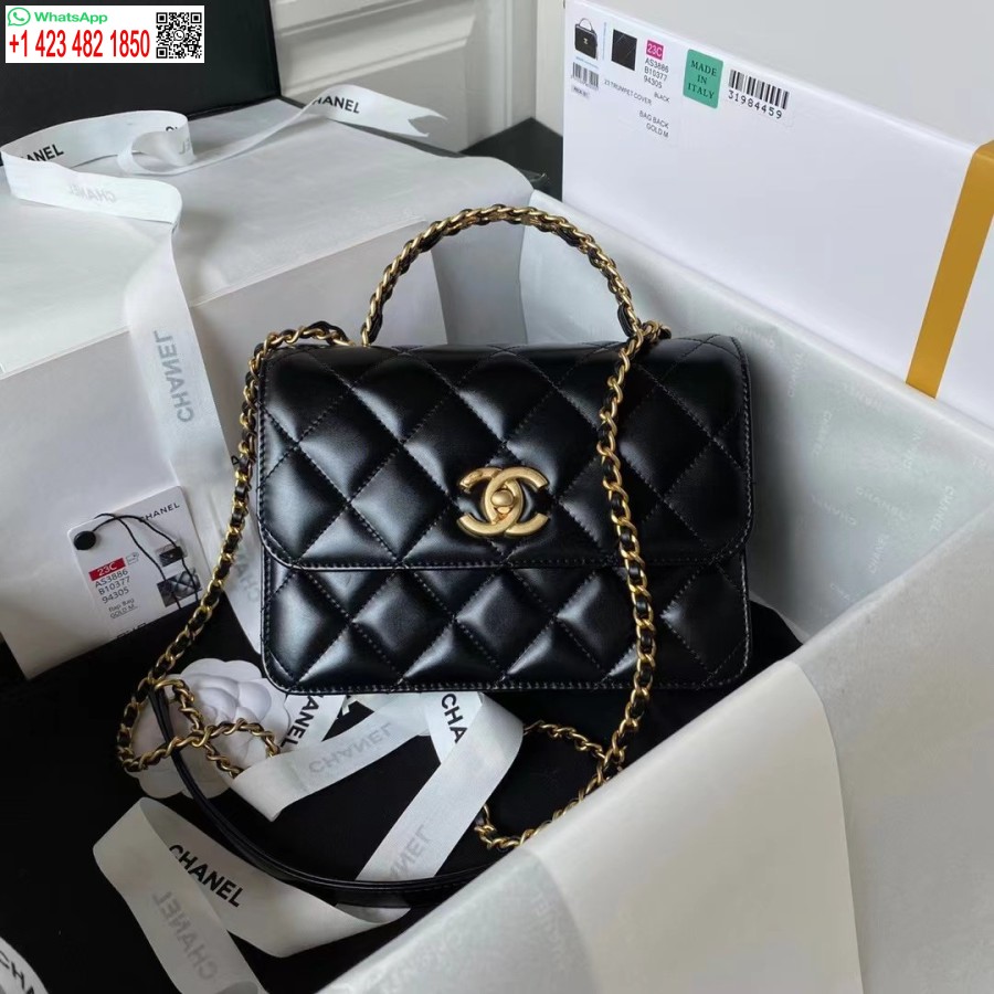 реплика на Chanel 1:1 огледална мини чанта с капак, най-добра с горна дръжка As3886