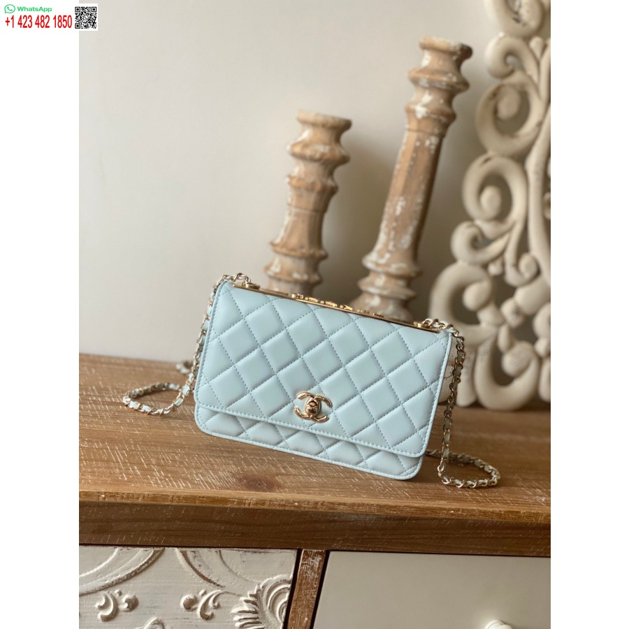 реплика 1:1 огледален портфейл Chanel на верижка за копиране Cloud Blue Ap1450