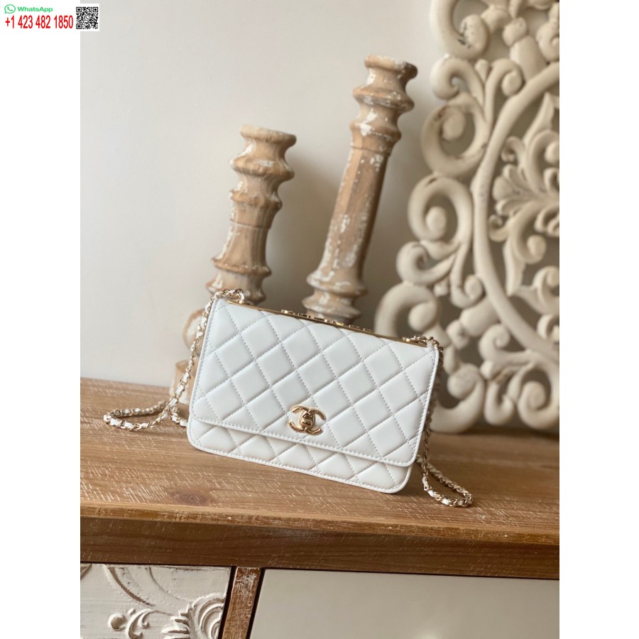 висококачествена реплика на Chanel портфейл най-добър на верига бял Ap1450