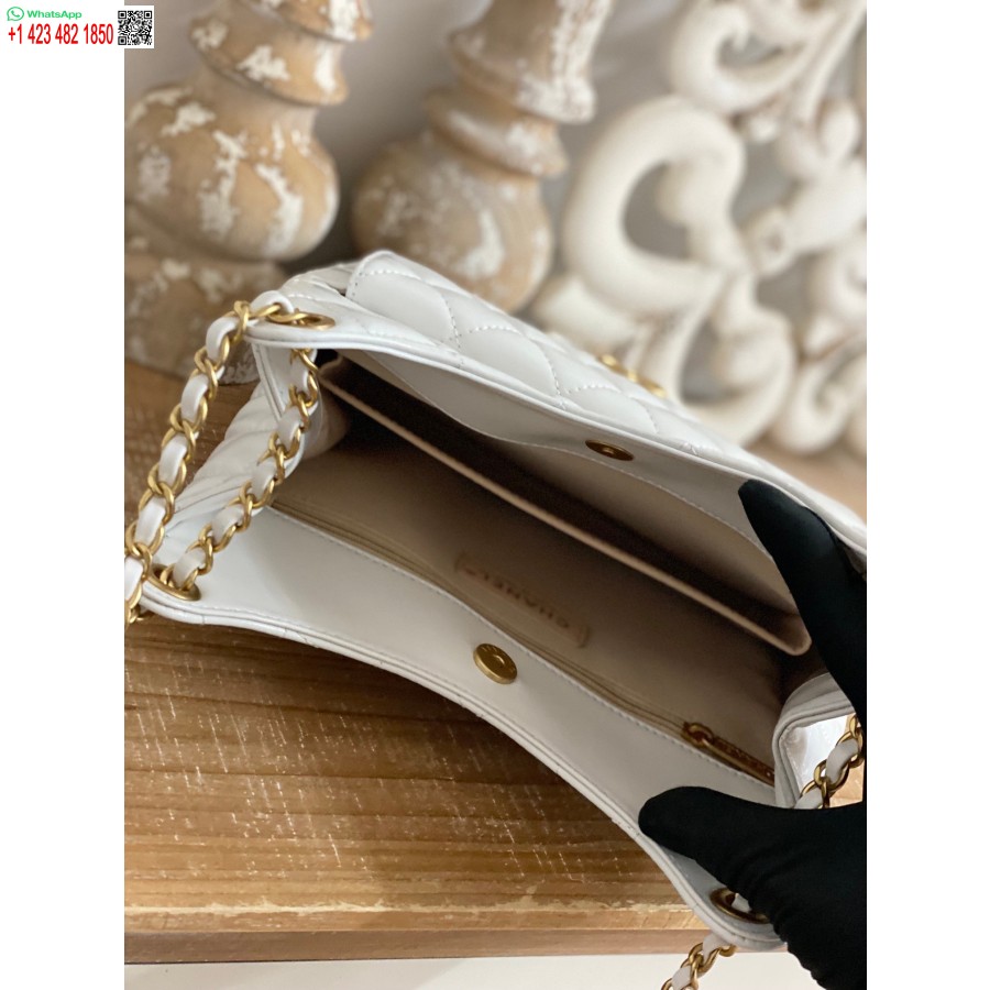 نسخة طبق الأصل شانيل CF ميني الفاخرة 3690 طبق الأصل الأبيض