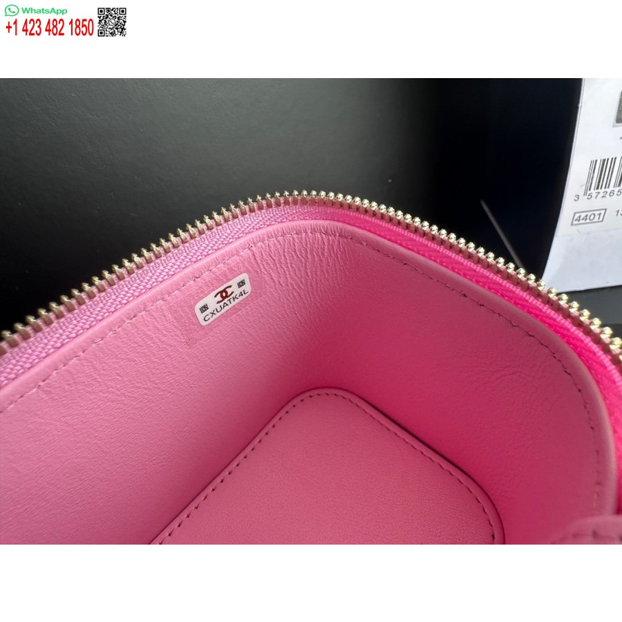 نسخة طبق الأصل من حقيبة شانيل العلوية مع سلسلة من جلد العجل المحبب عالي الجودة ومعدن ذهبي اللون وردي AP3203