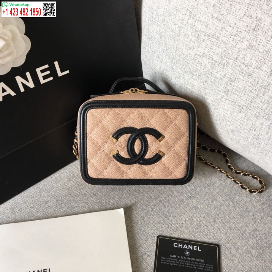 Vysoká Replika Chanel Prešívaný Kaviár Replika Malé Kozmetické Puzdro A93342