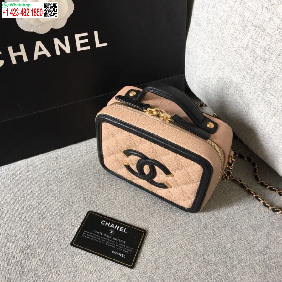 Vysoká Replika Chanel Prešívaný Kaviár Replika Malé Kozmetické Puzdro A93342