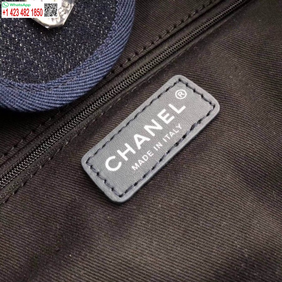 Chaneli Koopiast Inspireeritud Deauville'i Kott 38 Cm Moodne Lõuendist Kott A66941 Denim Sinine/oranž