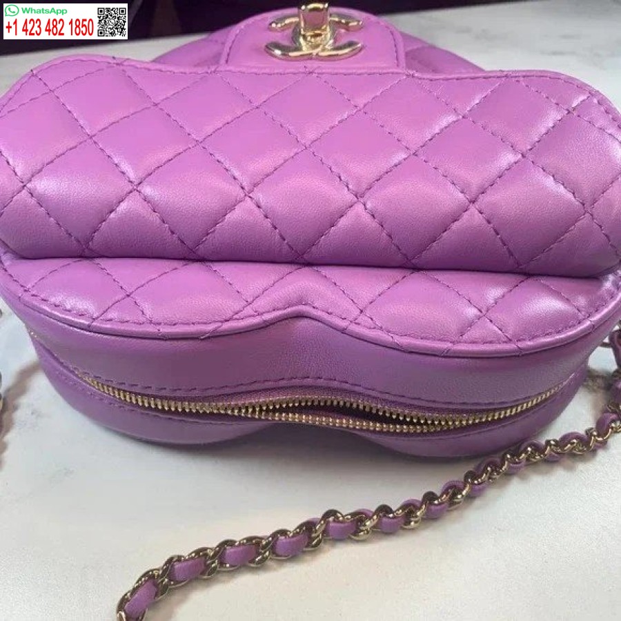Portamonete Da Braccio Con Cerniera A Cuore Replica Perfetta Del Designer Chanel 22s Viola/nero Ap2786
