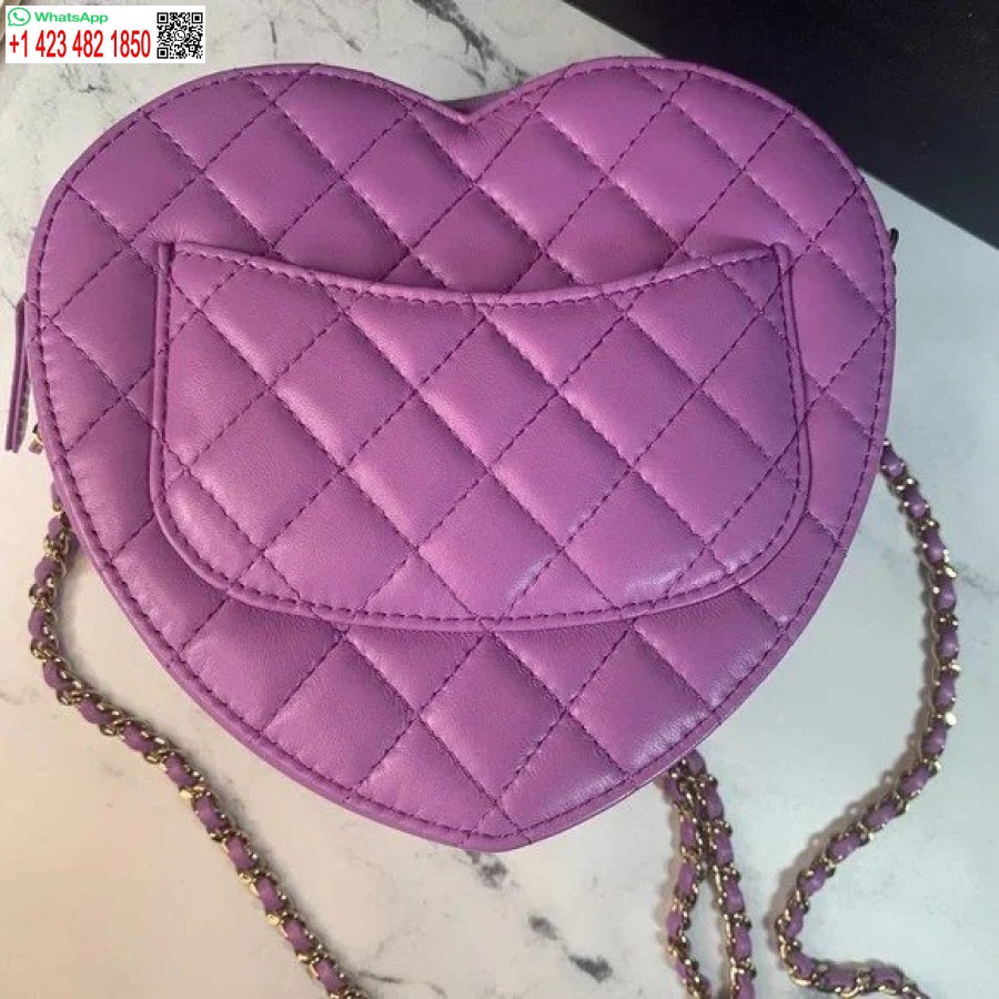 Portamonete Da Braccio Con Cerniera A Cuore Replica Perfetta Del Designer Chanel 22s Viola/nero Ap2786