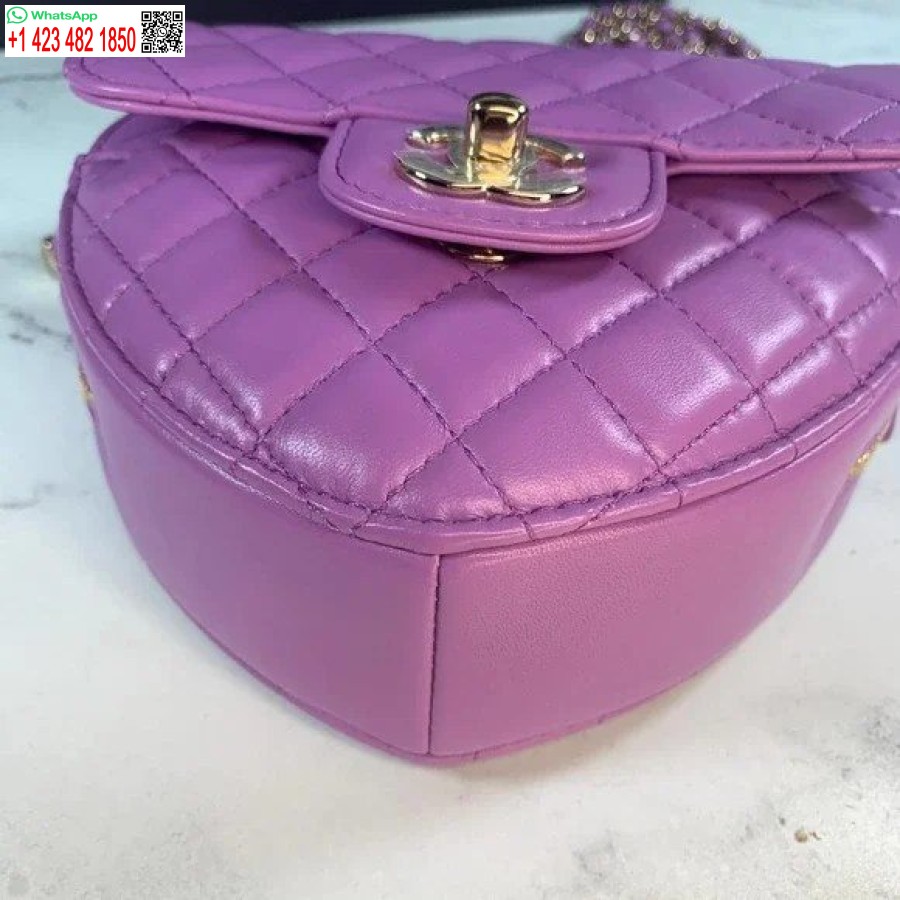 Portamonete Da Braccio Con Cerniera A Cuore Replica Perfetta Del Designer Chanel 22s Viola/nero Ap2786