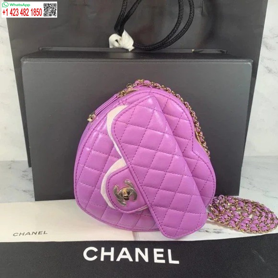 Portamonete Da Braccio Con Cerniera A Cuore Replica Perfetta Del Designer Chanel 22s Viola/nero Ap2786