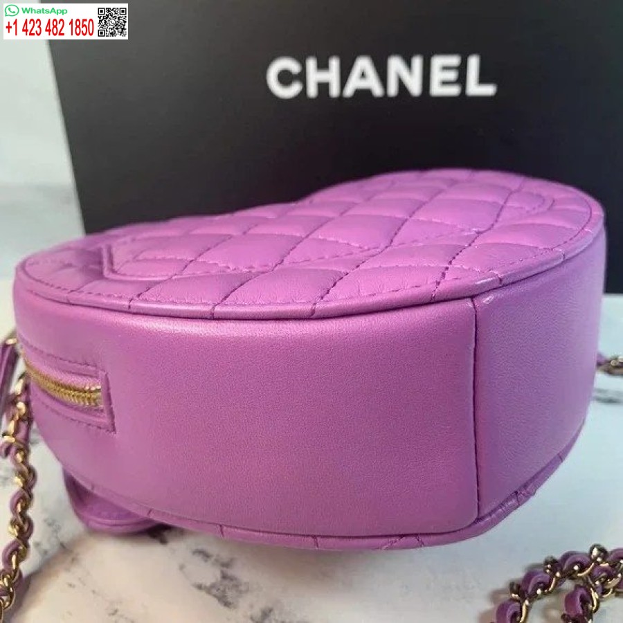 Portamonete Da Braccio Con Cerniera A Cuore Replica Perfetta Del Designer Chanel 22s Viola/nero Ap2786