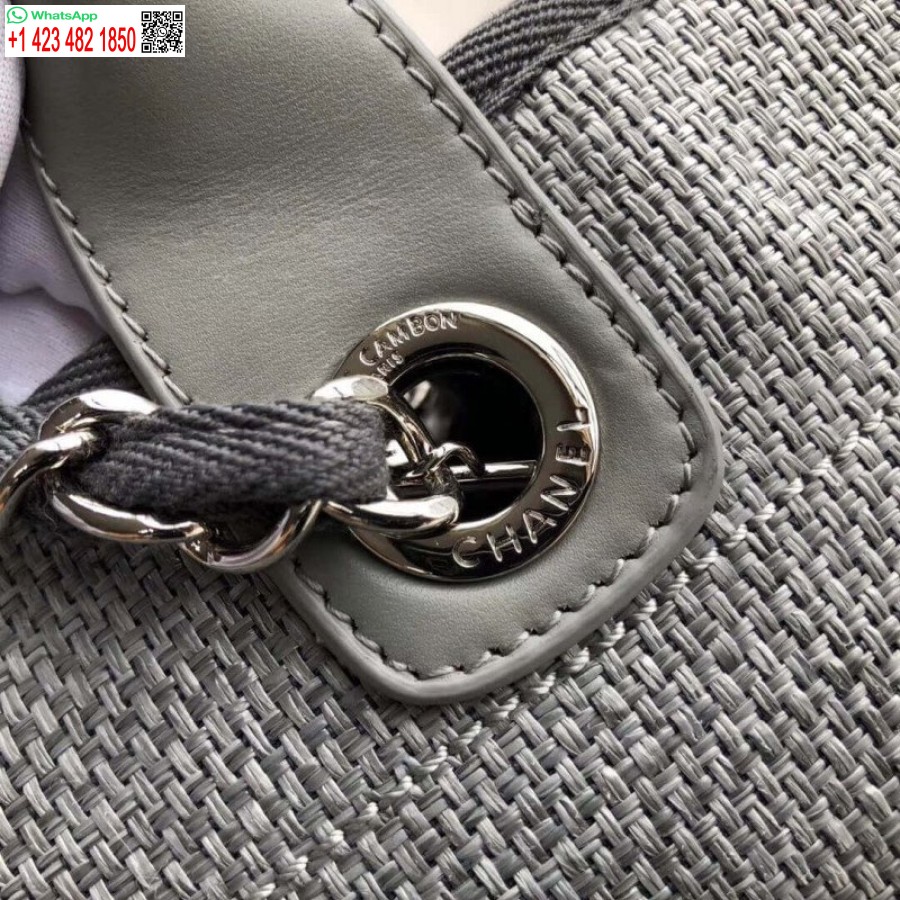 Replica Chanel Deauville Tote Knockoff Borsa Di Tela Da 38 Cm Di Lusso A66941 Grigio Cenere