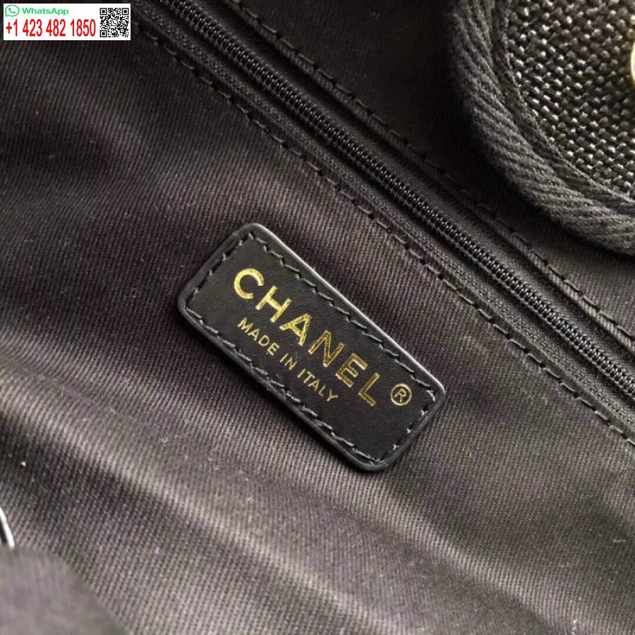Replica Chanel Deauville Tote Borsa Di Tela 38 Cm Di Alta Qualità 7 Stelle A66941 Nero / Grigio