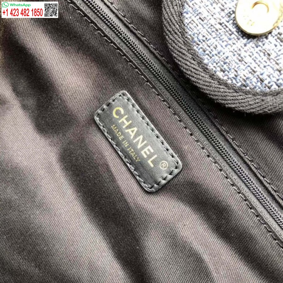 Replica Chanel Deauville Tote Copia Borsa Di Tela 38 Cm A66941 1:1 Specchio Grigio Blu