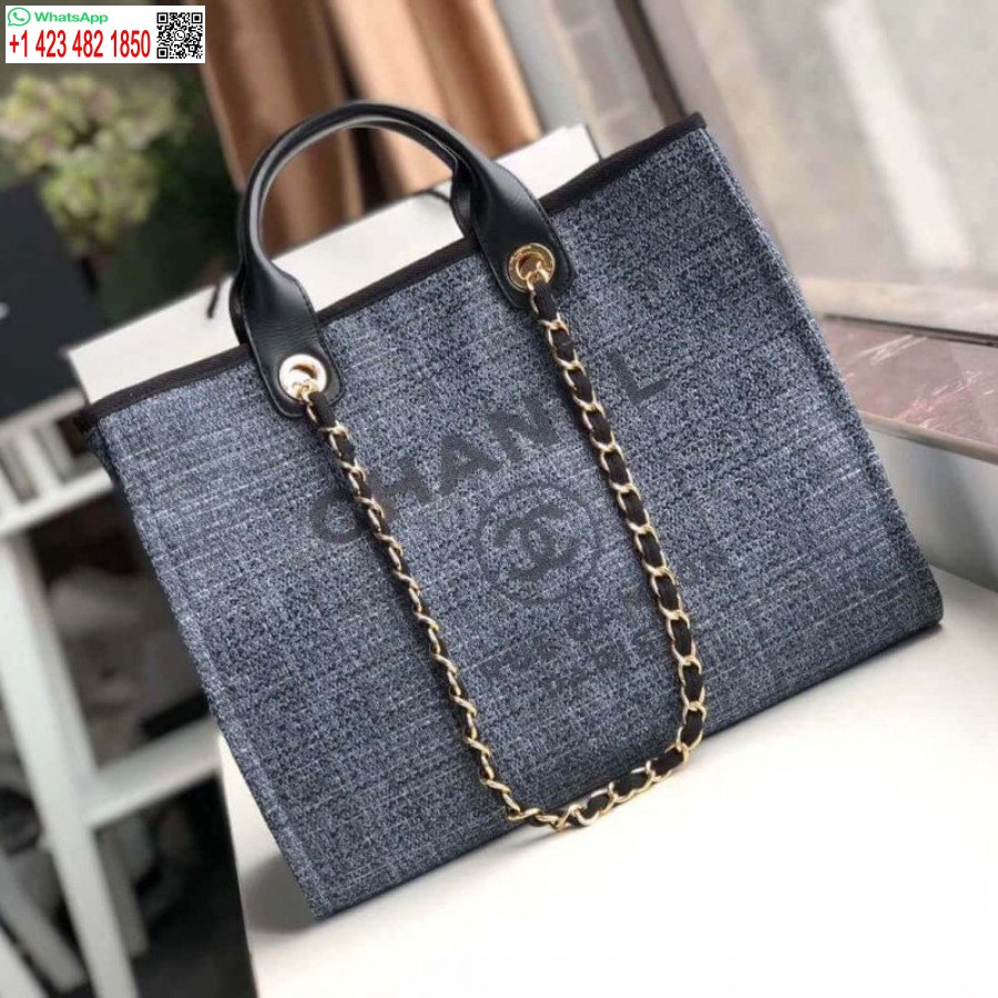 Chanel Deauville'i Koopia Koopia 38 Cm Lõuendist Kott A66941 1:1 Peegelhall Sinine