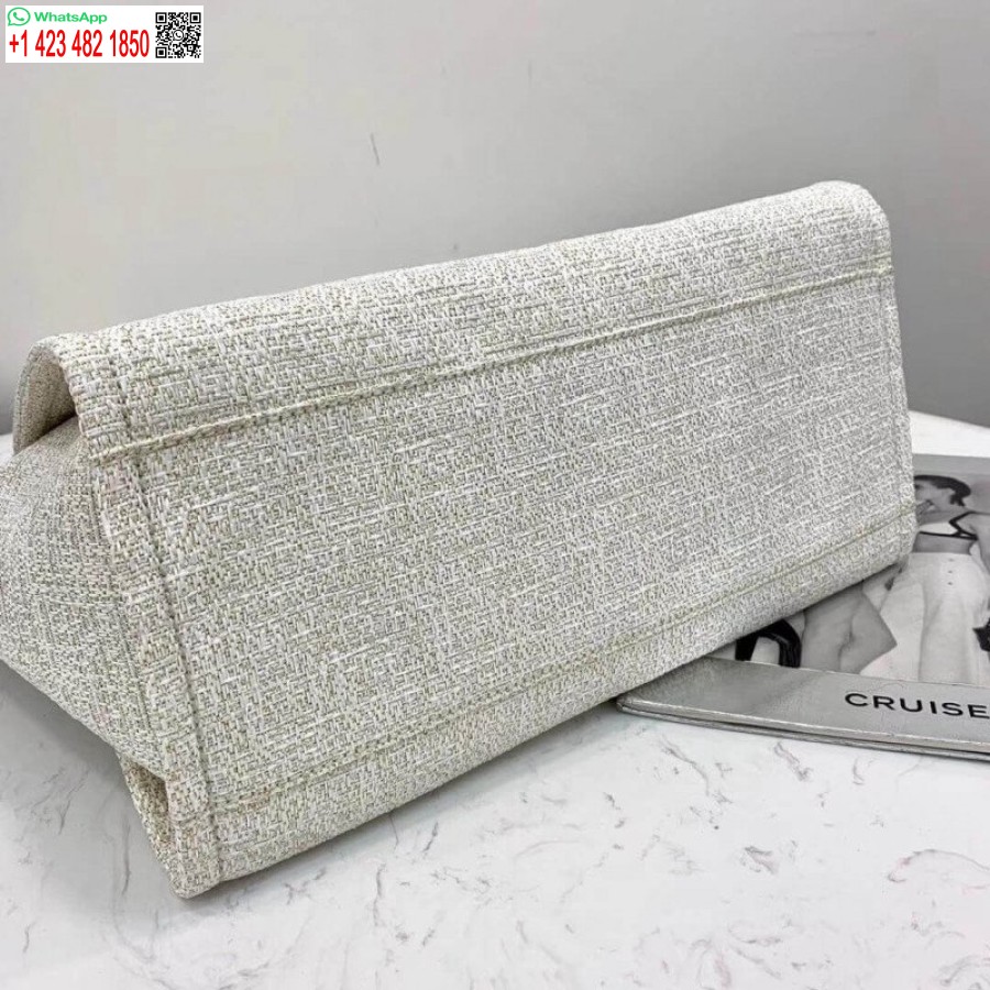 Replica Chanel Deauville Tote 38Cm Copy Canvas Bag Replicas A66941 White/Gold
