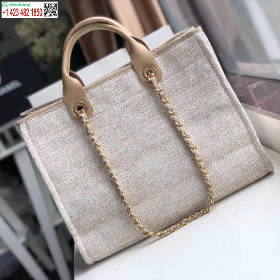 Replica Chanel Deauville Tote 38cm Kangaskassi Uk A66941 Cream Knockoff / Beige