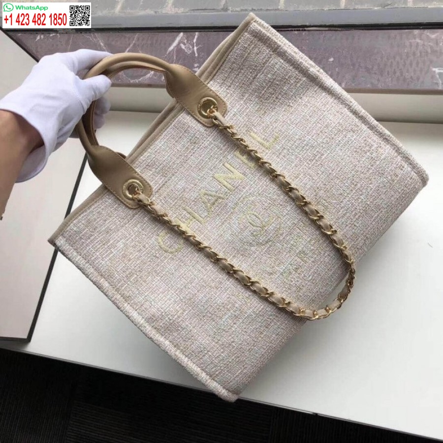 Replica Chanel Deauville Tote 38cm Kangaskassi Uk A66941 Cream Knockoff / Beige