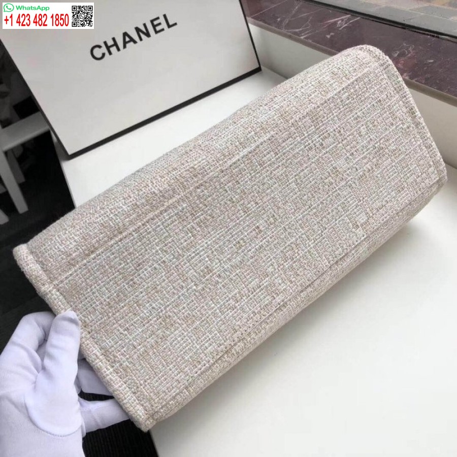Replica Chanel Deauville Tote 38cm Kangaskassi Uk A66941 Cream Knockoff / Beige