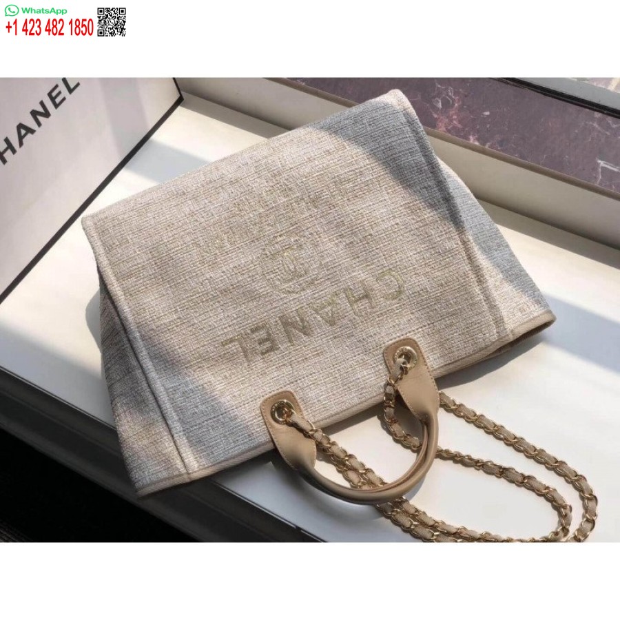Replica Chanel Deauville Tote 38cm Kangaskassi Uk A66941 Cream Knockoff / Beige