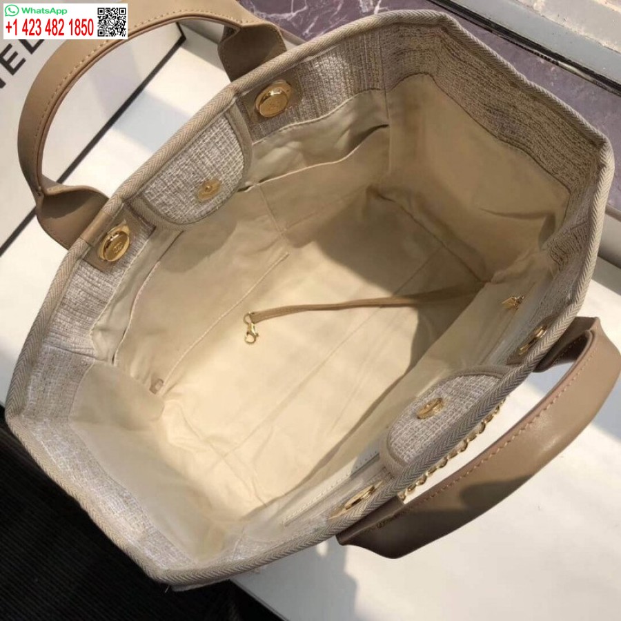 Replica Chanel Deauville Tote 38cm Kangaskassi Uk A66941 Cream Knockoff / Beige
