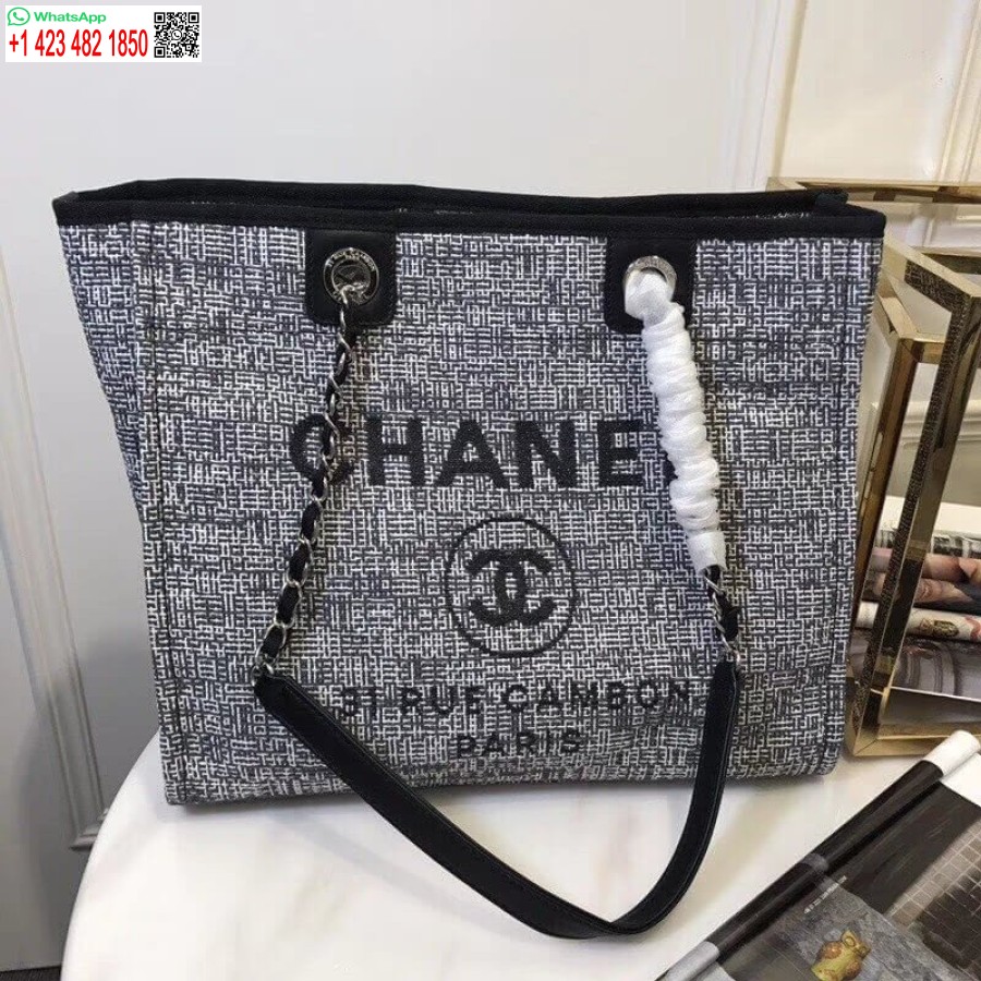 Replika Chanel Deauville Láncos Válltáska 33 Cm Magas Vászon Felsőtáska A66939