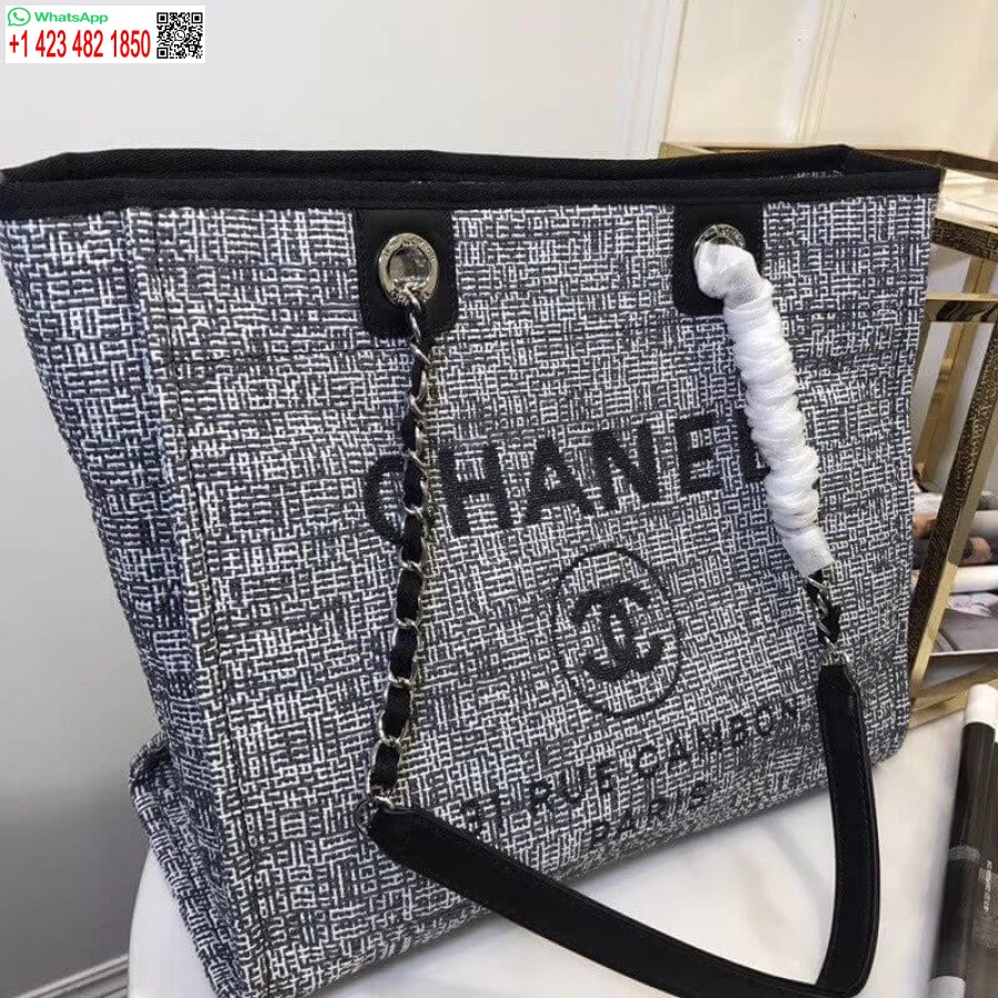 Replika Chanel Deauville Láncos Válltáska 33 Cm Magas Vászon Felsőtáska A66939