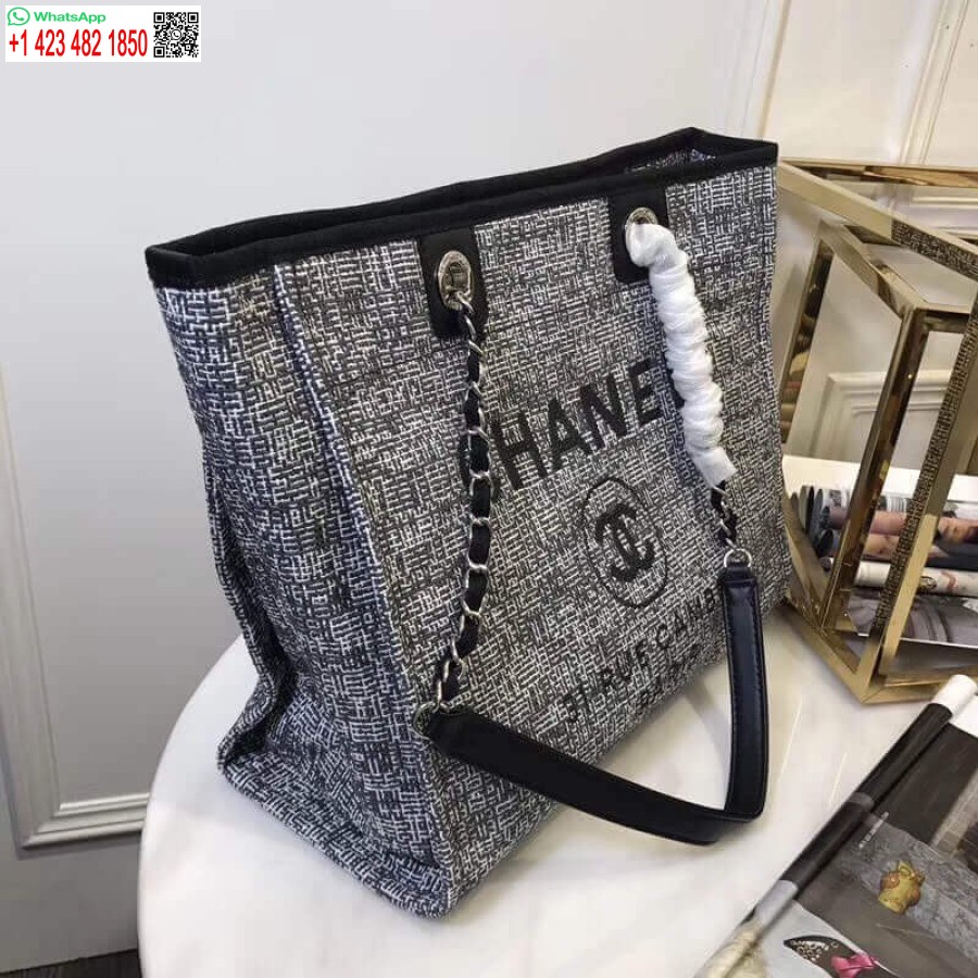Replika Chanel Deauville Láncos Válltáska 33 Cm Magas Vászon Felsőtáska A66939