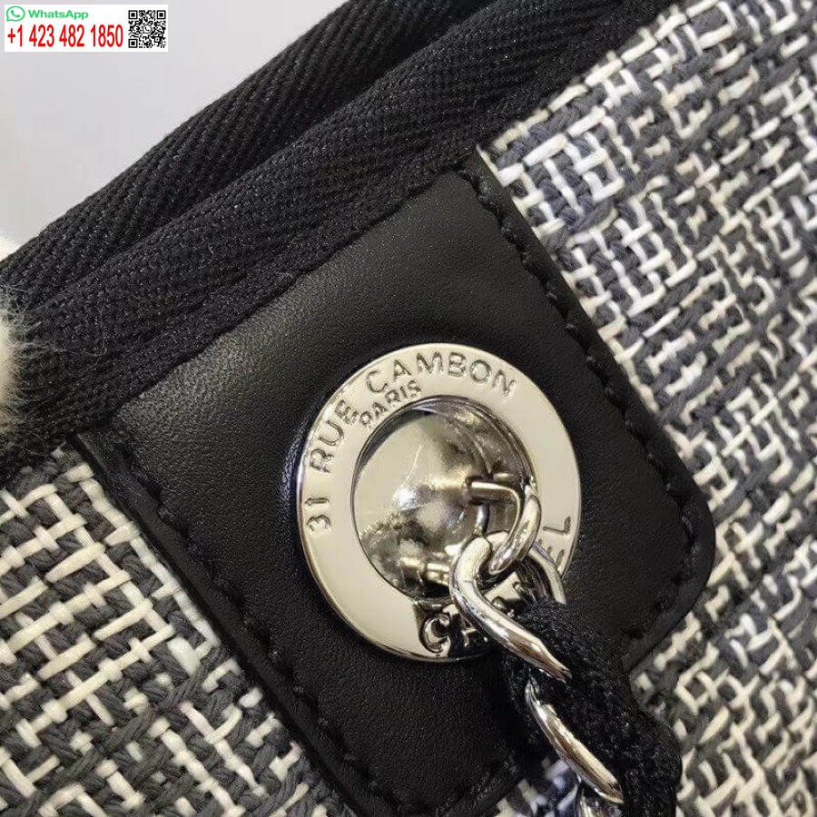Replika Chanel Deauville Láncos Válltáska 33 Cm Magas Vászon Felsőtáska A66939