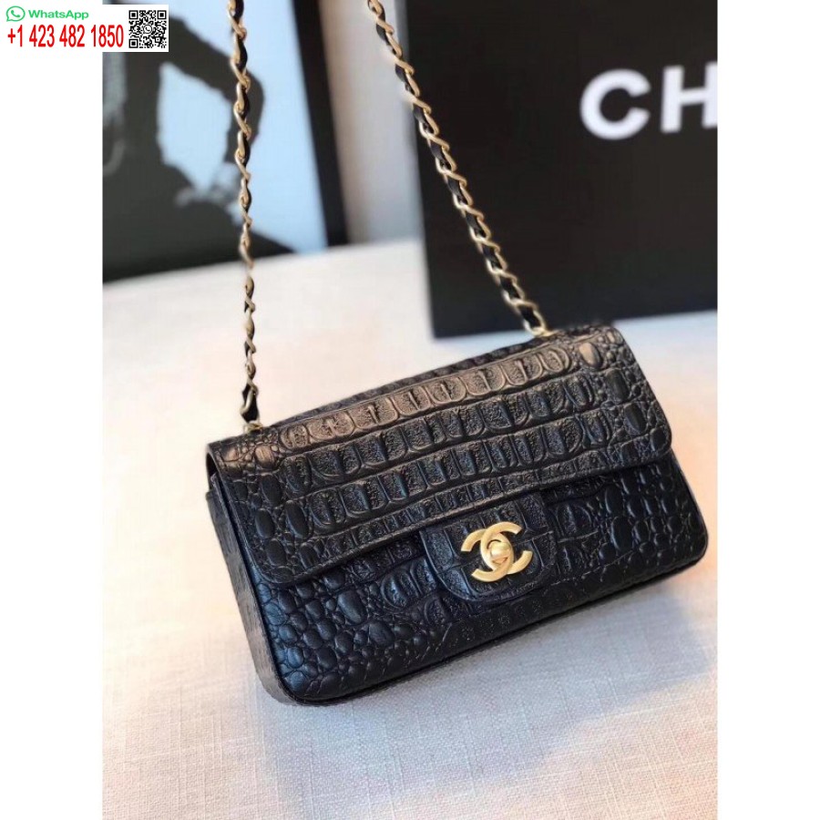 реплика на класическа луксозна чанта на едро с капак от алигатор на Chanel 1116