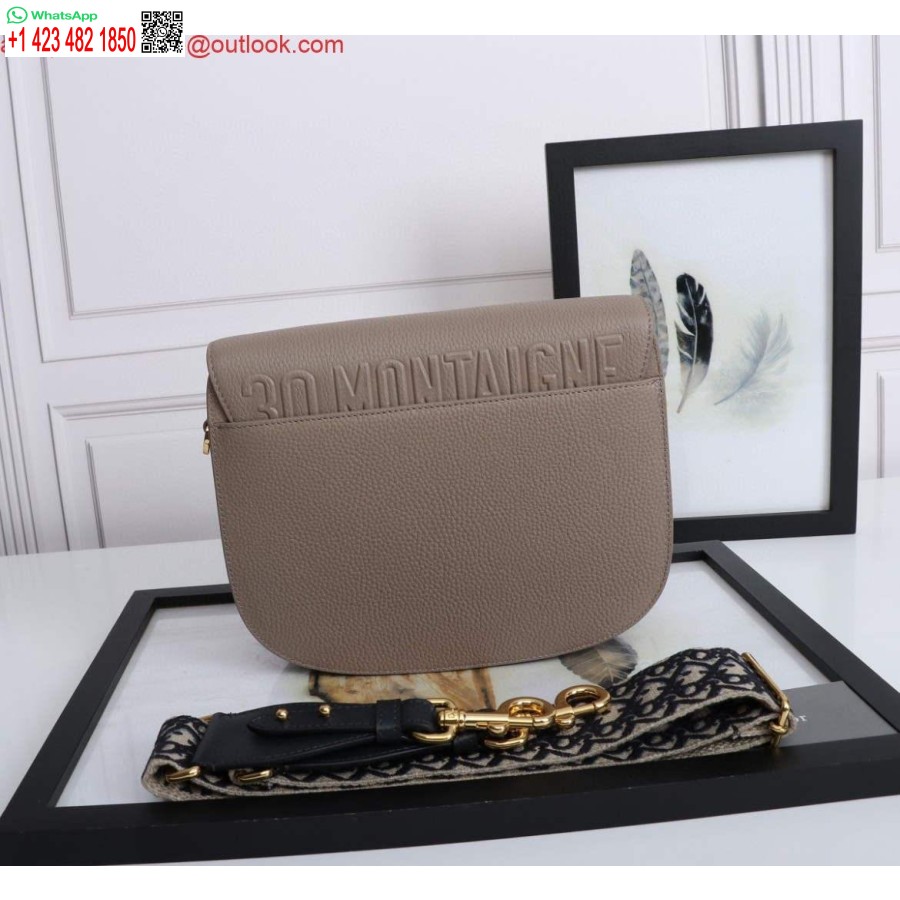 Réplica Dior M9320 Bolso Grande Dior Bobby Piel De Becerro Color Topo Cálido Con Correa Bordada Oblicua Azul