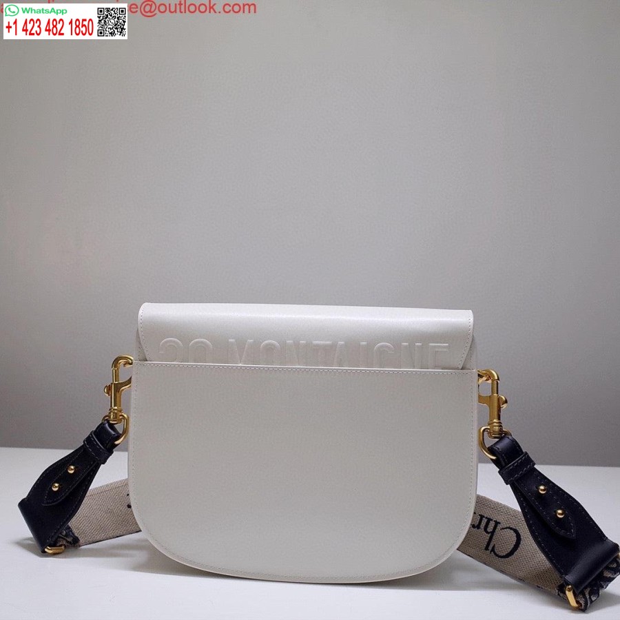 Replica Dior M9320 Borsa Bobby Grande In Pelle Di Vitello Bianca Con Cinturino Obliquo Blu