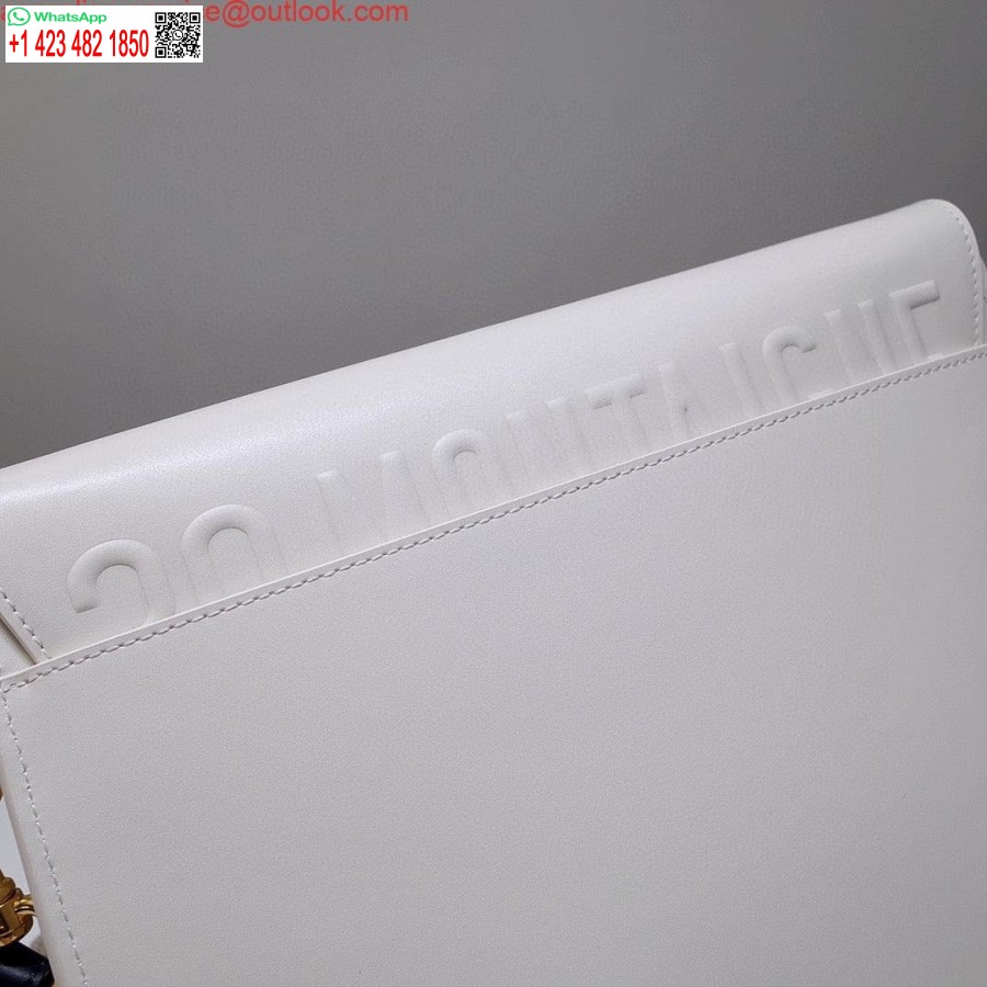 Replica Dior M9320 Borsa Bobby Grande In Pelle Di Vitello Bianca Con Cinturino Obliquo Blu