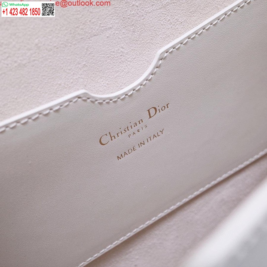 Replica Dior M9320 Borsa Bobby Grande In Pelle Di Vitello Bianca Con Cinturino Obliquo Blu