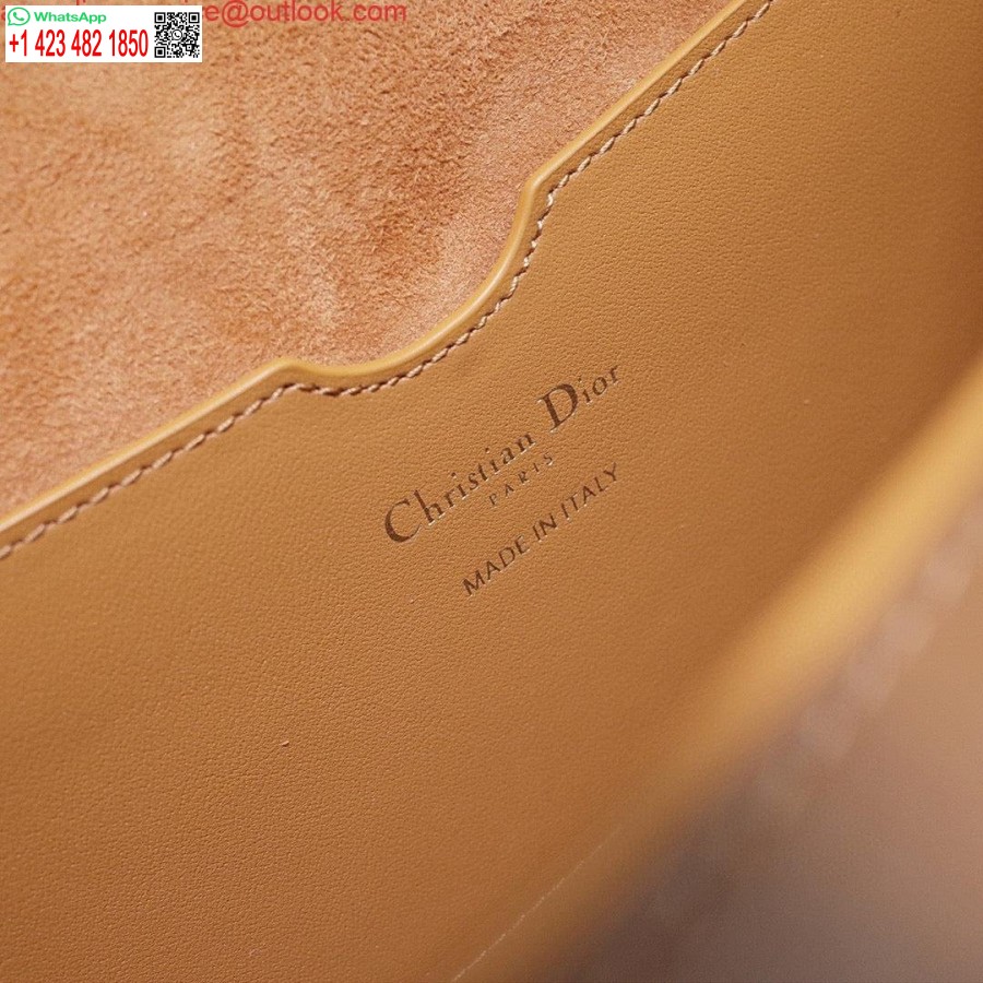 レプリカ ディオール M9320 ラージ ボビー バッグ タン ボックス カーフスキン、ブルー オブリーク ストラップ