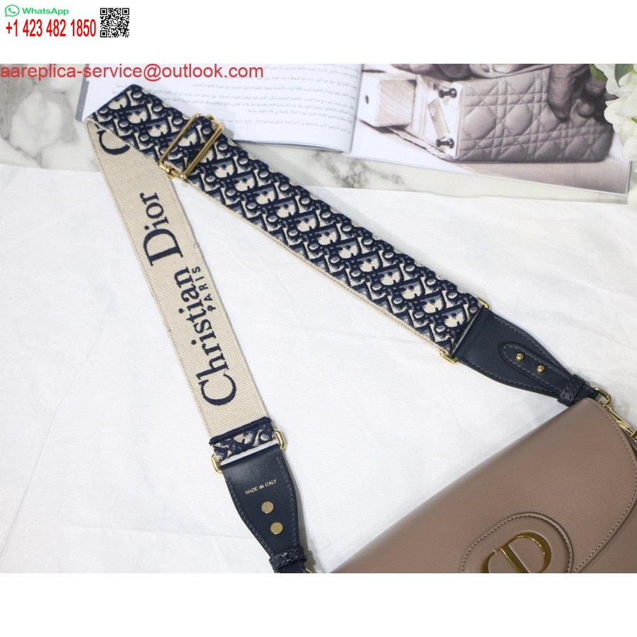 ماکت Dior M9320 کیف بزرگ بابی صورتی روشن جعبه گوساله با بند مایل آبی