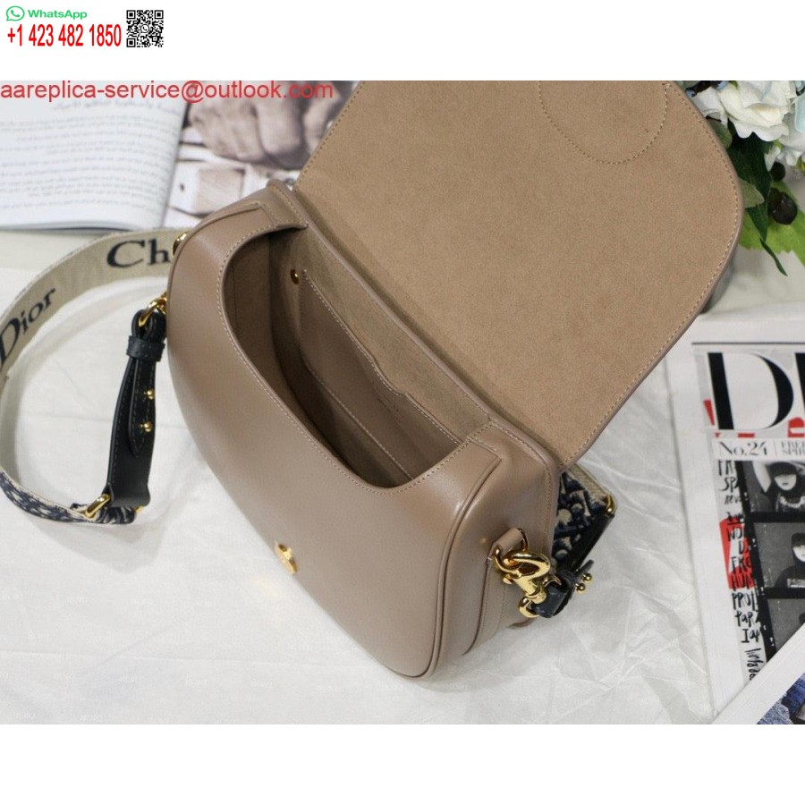 ماکت Dior M9320 کیف بزرگ بابی صورتی روشن جعبه گوساله با بند مایل آبی