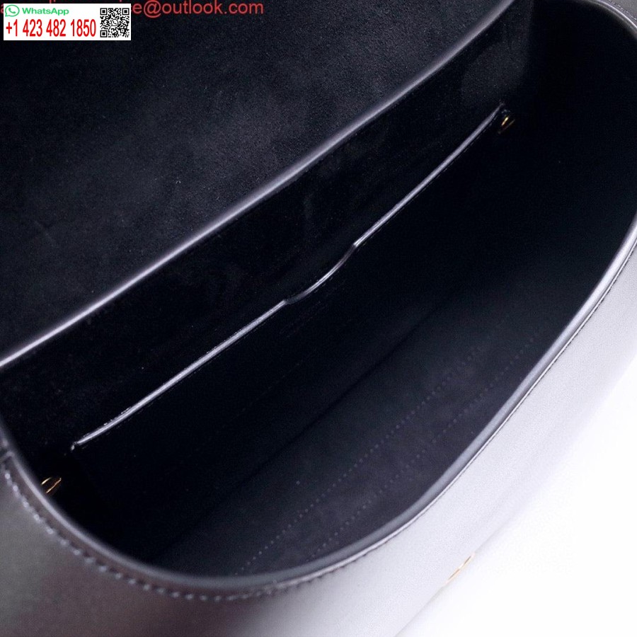 Replica Dior M9320 μεγάλη τσάντα Bobby μαύρο κουτί δέρμα μοσχαριού με μπλε λοξό λουράκι