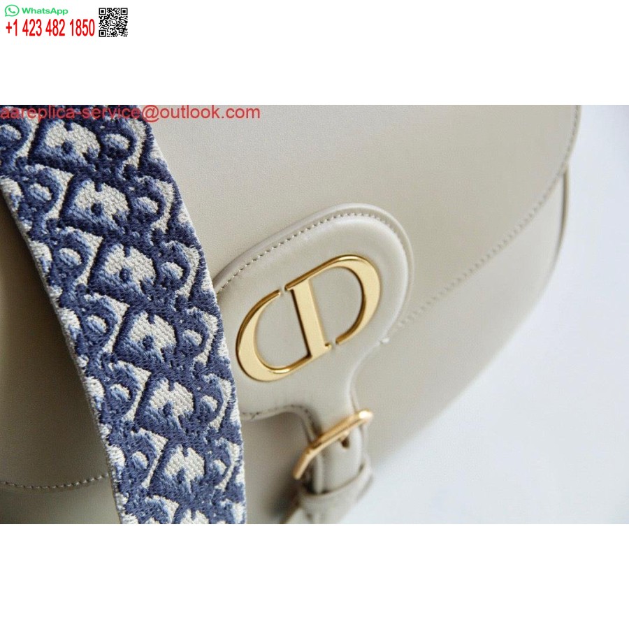 ماکت Dior M9320 کیف بزرگ بابی جعبه بژ پوست گوساله با بند مورب آبی