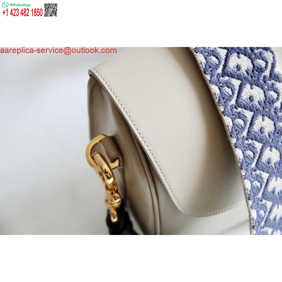 ماکت Dior M9320 کیف بزرگ بابی جعبه بژ پوست گوساله با بند مورب آبی