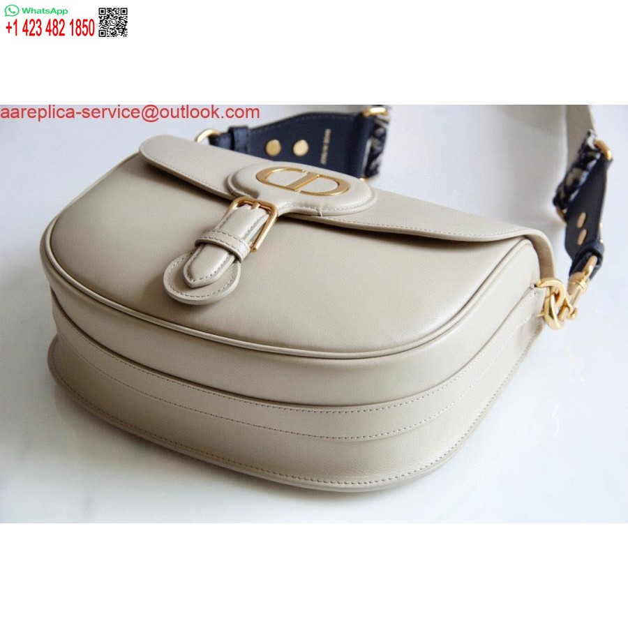 ماکت Dior M9320 کیف بزرگ بابی جعبه بژ پوست گوساله با بند مورب آبی