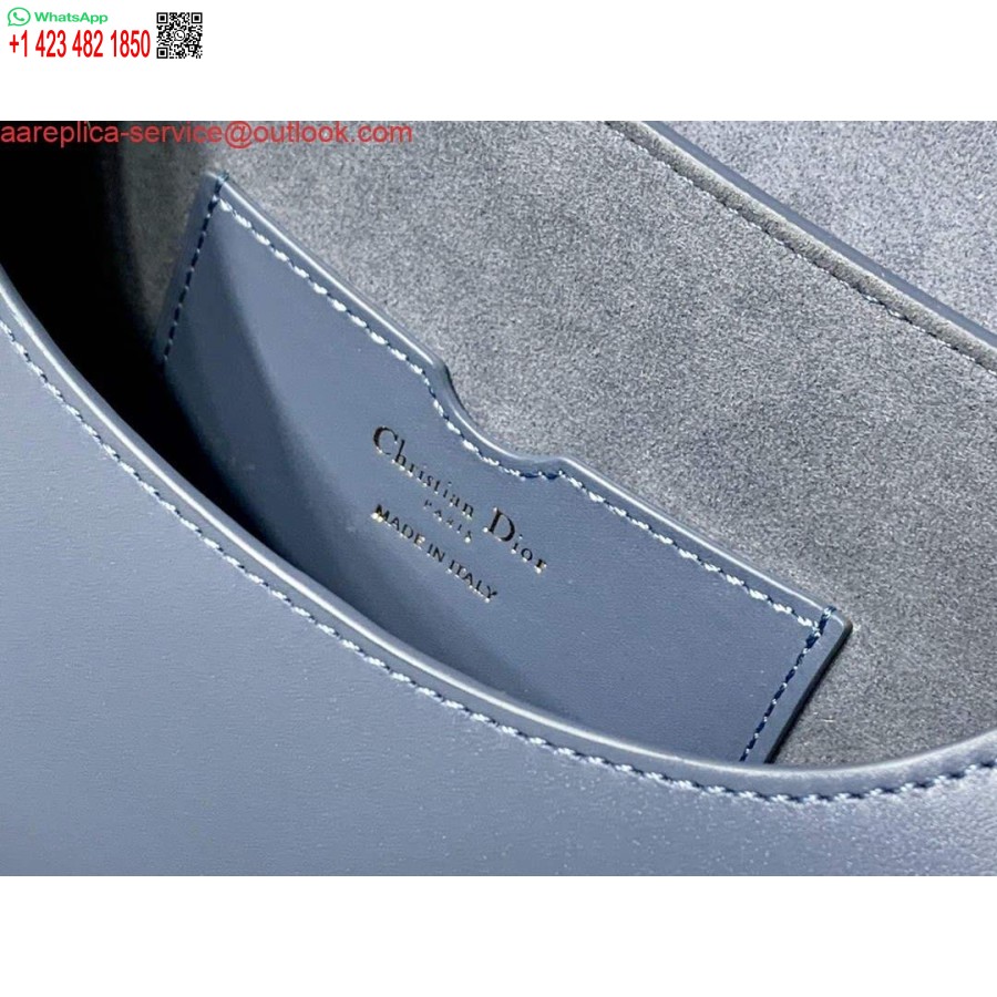 نسخة طبق الأصل من حقيبة ديور M9319 المتوسطة ديور بوبي جلد العجل الأزرق الدافئ