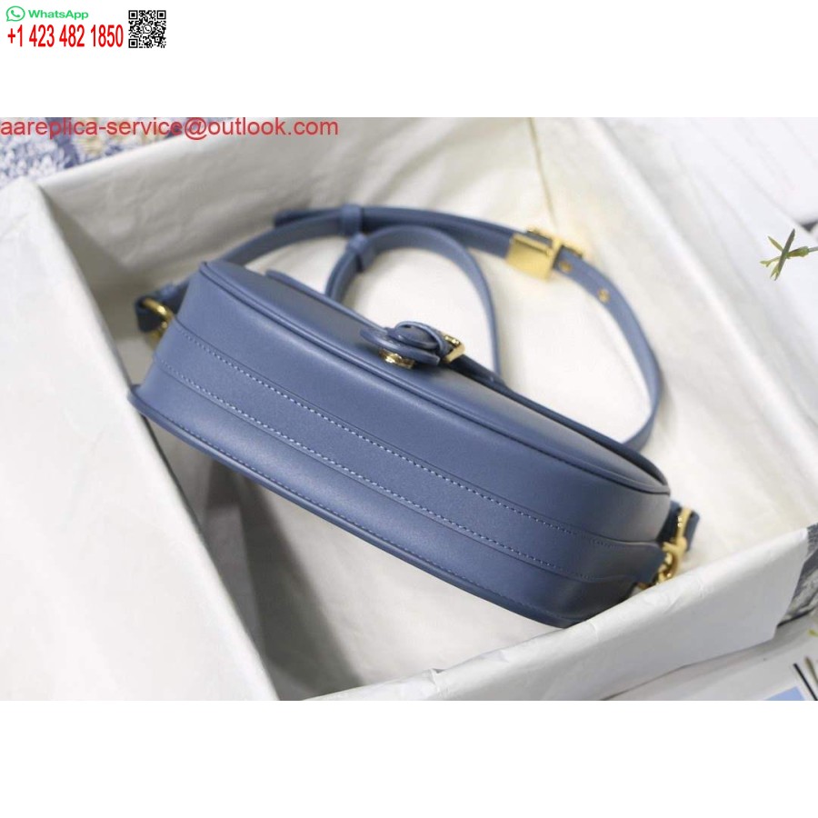 نسخة طبق الأصل من حقيبة ديور M9319 المتوسطة ديور بوبي جلد العجل الأزرق الدافئ