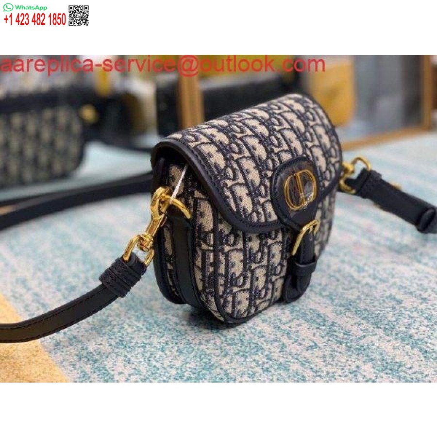 ماکت Dior M9317 Dior Bobby کیف کراس بادی کوچک مایل ژاکارد آبی سرمه ای