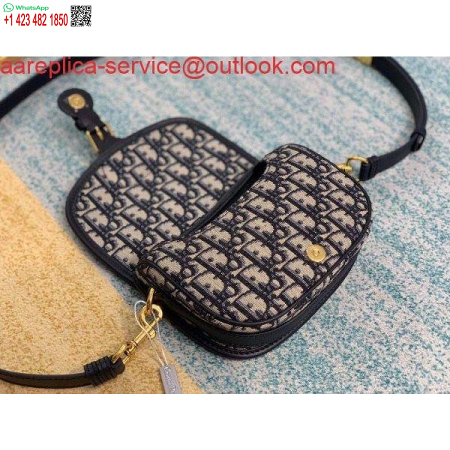 ماکت Dior M9317 Dior Bobby کیف کراس بادی کوچک مایل ژاکارد آبی سرمه ای