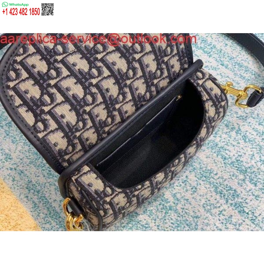 ماکت Dior M9317 Dior Bobby کیف کراس بادی کوچک مایل ژاکارد آبی سرمه ای