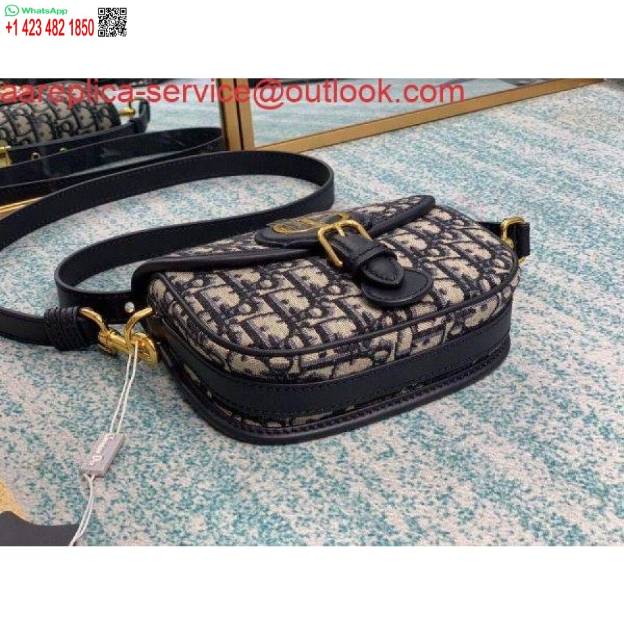 ماکت Dior M9317 Dior Bobby کیف کراس بادی کوچک مایل ژاکارد آبی سرمه ای