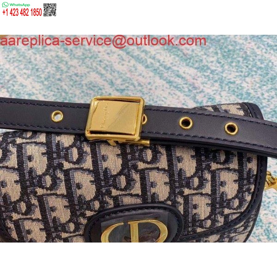 ماکت Dior M9317 Dior Bobby کیف کراس بادی کوچک مایل ژاکارد آبی سرمه ای