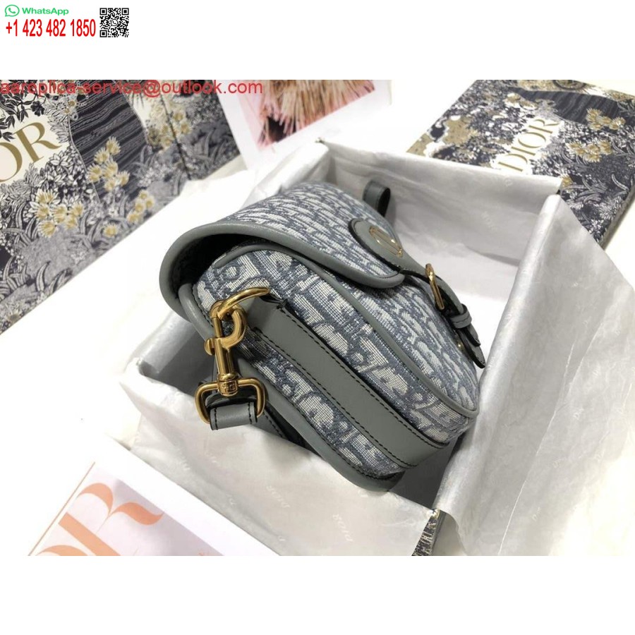 ρεπλίκα Dior M9317 Dior Bobby μεσαίο χιαστί τσάντα λοξό ζακάρ ανοιχτό πράσινο